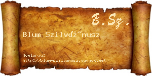 Blum Szilvánusz névjegykártya